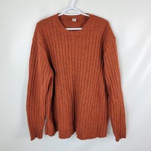 100% Wool Knit Burnt Orange Sweater Sz XL